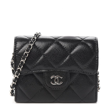Chanel Caviar Quilted Flap Card Holder On Chain Black 1 of 10