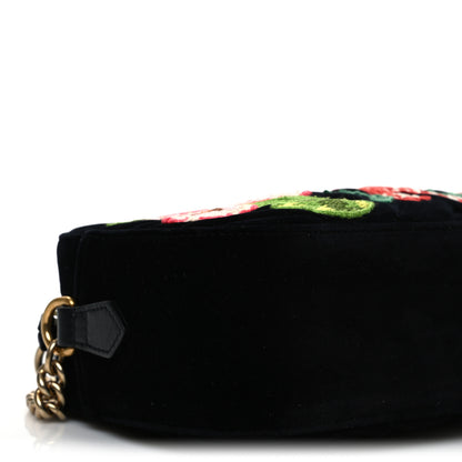 Gucci Velvet Matelasse Deer Embroidered Small GG Marmont Chain Shoulder Bag Black 9 of 10