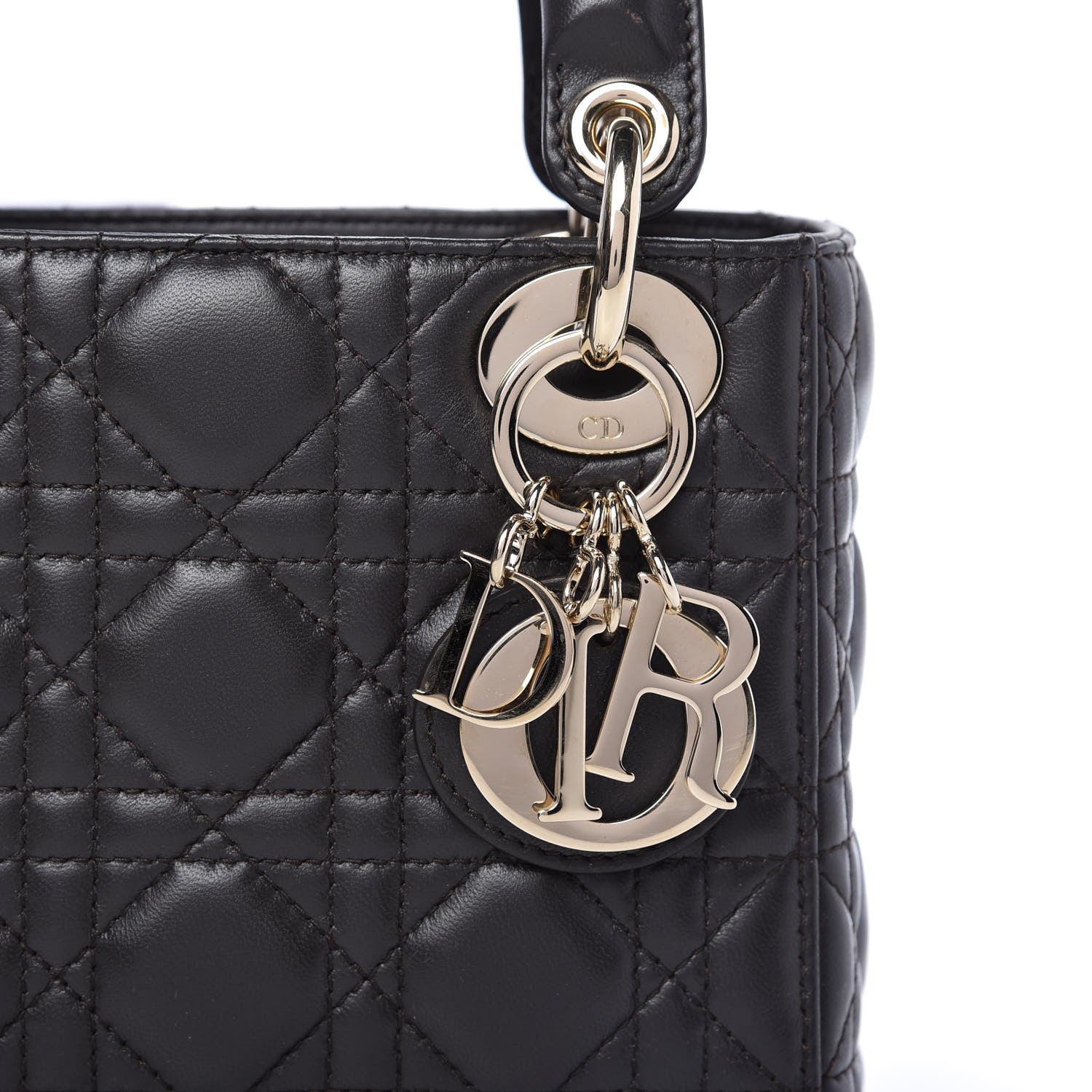 Christian Dior Lambskin Cannage Mini Lady Dior Dark Grey 9 of 10