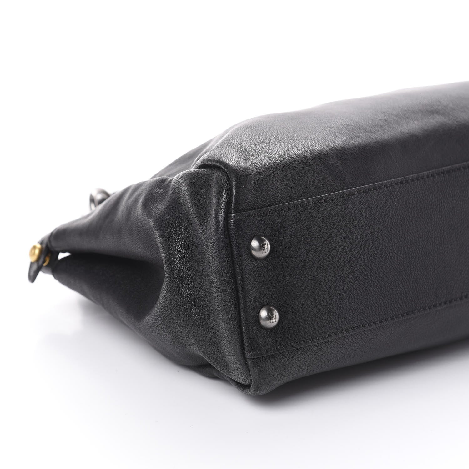 Fendi Goatskin Zucca Medium Peekaboo Iconic Satchel Black Tobacco 9 of 10