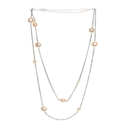 Tiffany Sterling Silver Baroque Pearl Long Necklace 6 of 9
