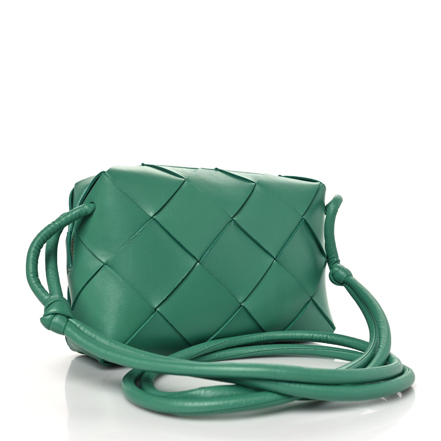 Bottega Veneta Lambskin Maxi Intreccio Small Cassette Camera Bag Mermaid 3 of 8