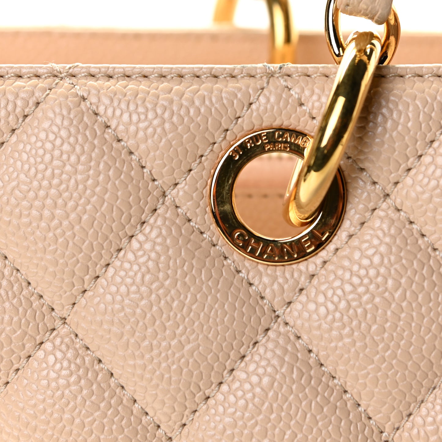 Caviar Quilted Grand Shopping Tote GST Beige