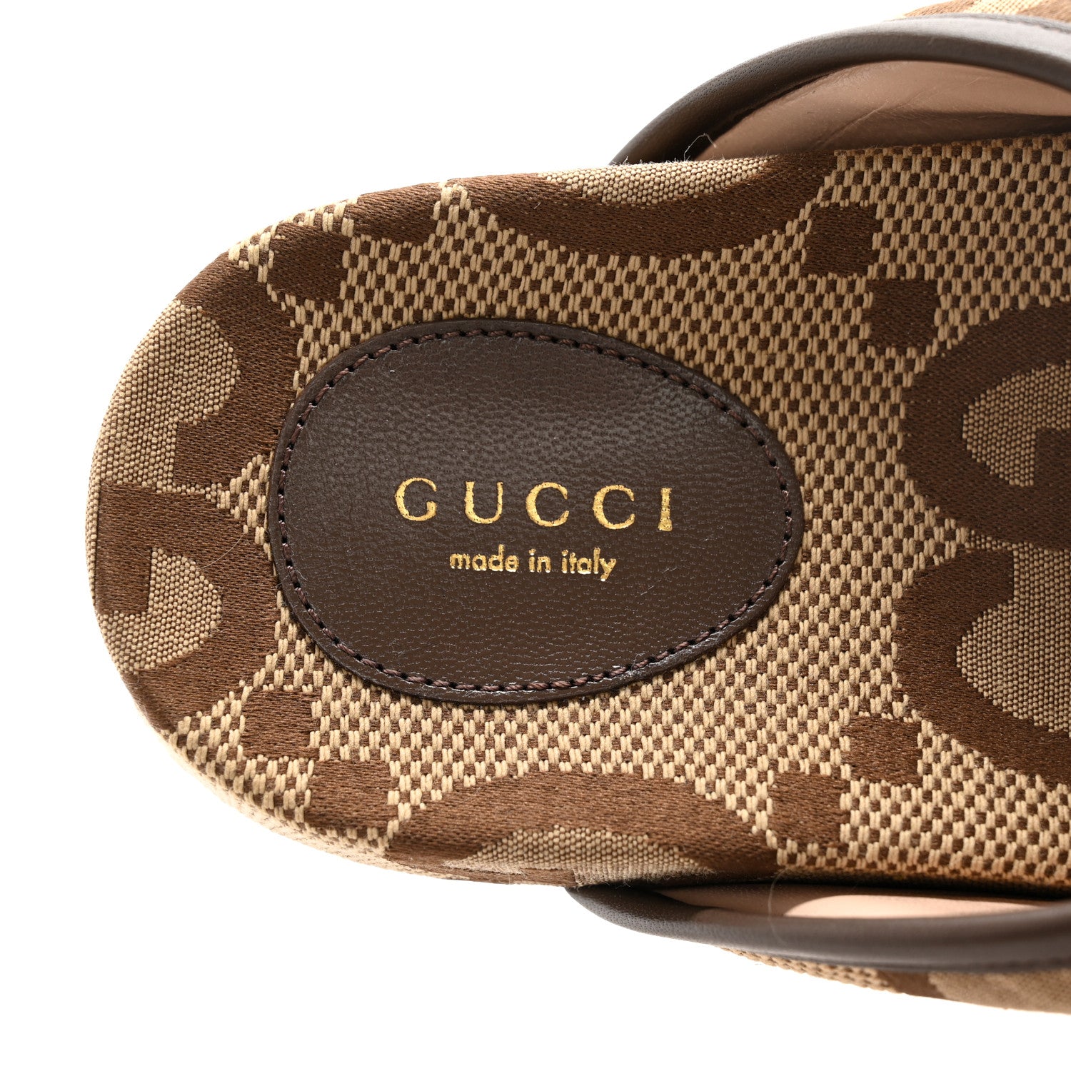 Gucci Monogram Jumbo GG Nappa Samoa Platform 40mm Slide Sandals 39 Camel Ebony New Acero 9 of 12