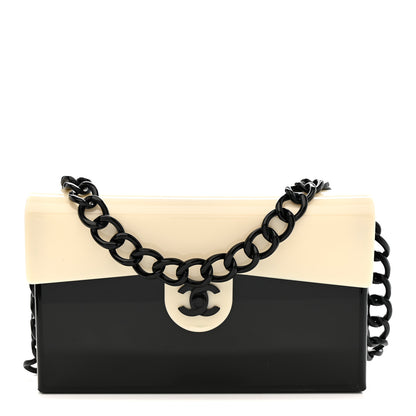Chanel Acrylic Single Flap Black White 1 of 15