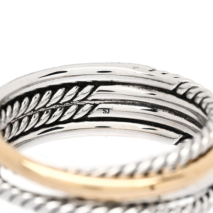 David Yurman Sterling Silver 18K Yellow Gold Narrow Crossover Ring 53 6.5 5 of 5