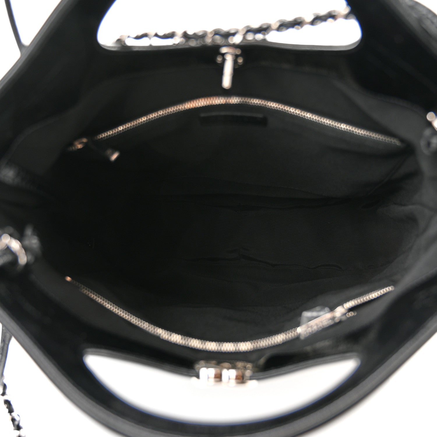 Chanel Glazed Calfskin Chevron Stitched Large 31 Shopping Bag Black Multicolor 4 of 9