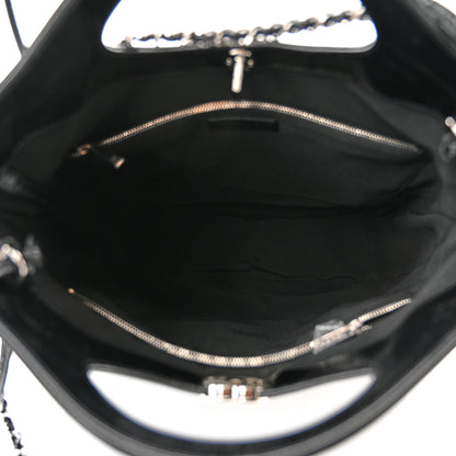 Chanel Glazed Calfskin Chevron Stitched Large 31 Shopping Bag Black Multicolor 4 of 9