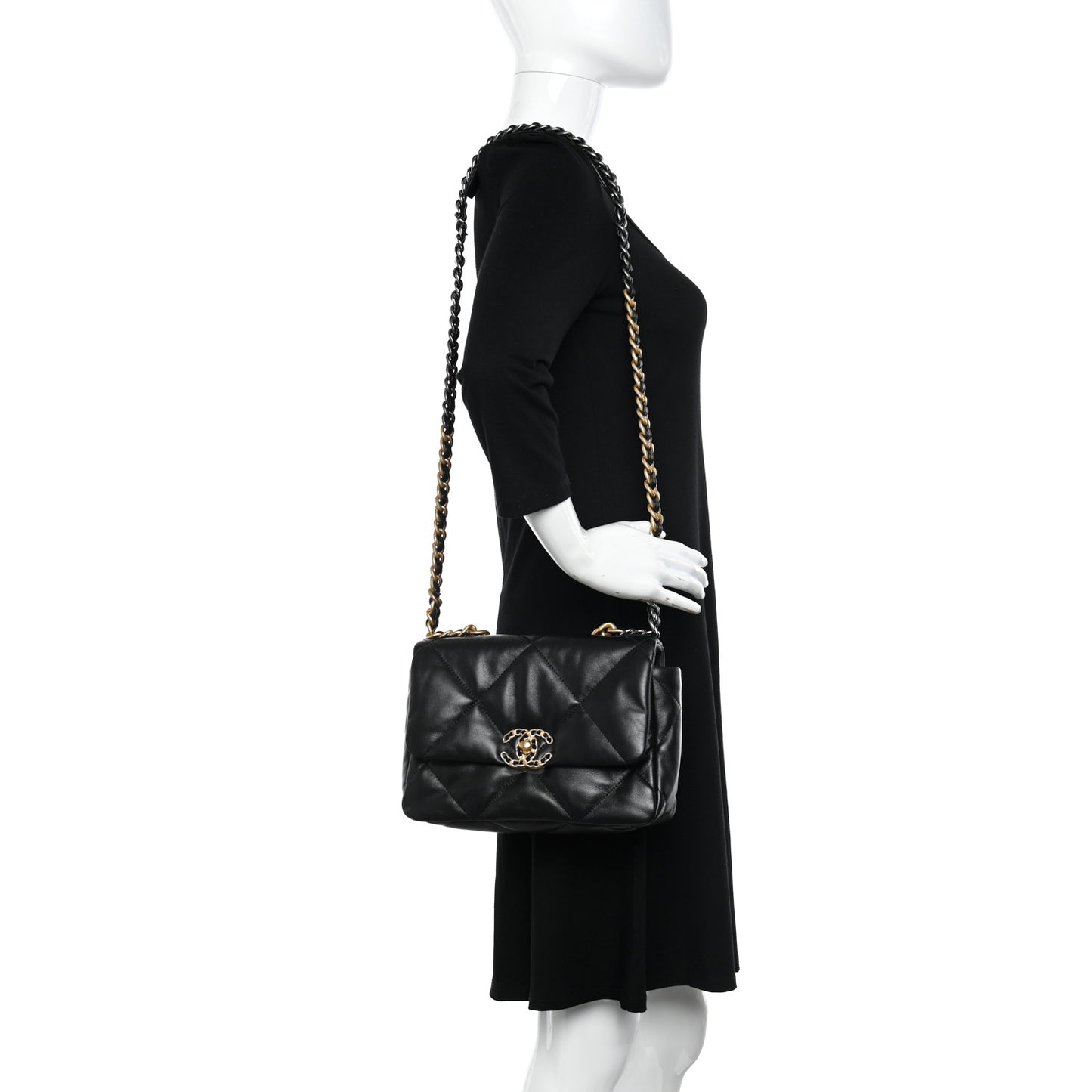 Lambskin Quilted Medium Chanel 19 Flap Black