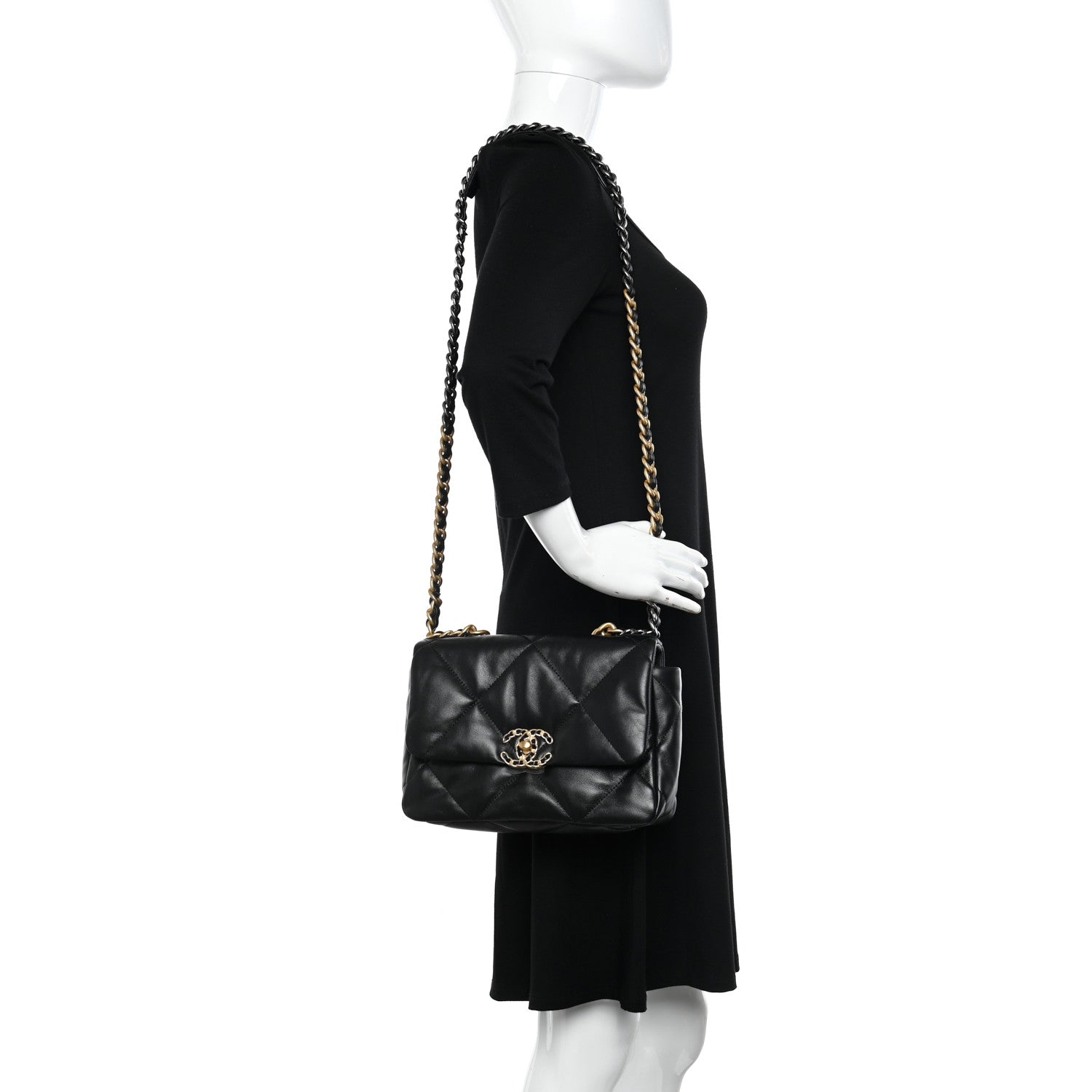 Chanel Lambskin Quilted Medium Chanel 19 Flap Black 2 of 11