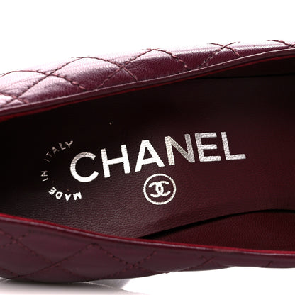 Chanel Lambskin Quilted CC Cap Toe Pumps 36 Burgundy Black 7 of 10