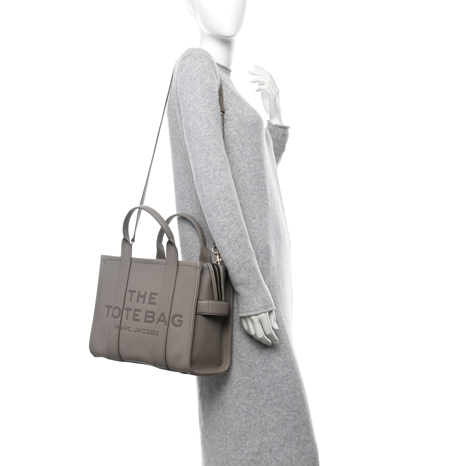 Marc Jacobs Grained Calfskin Medium The Tote Bag Cement 2 of 13