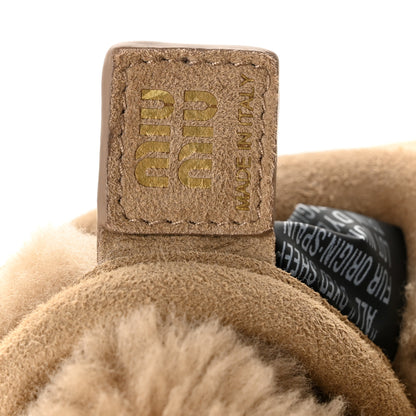 Miu Miu Suede Shearling Mini Wander Hobo Sabbia 6 of 9
