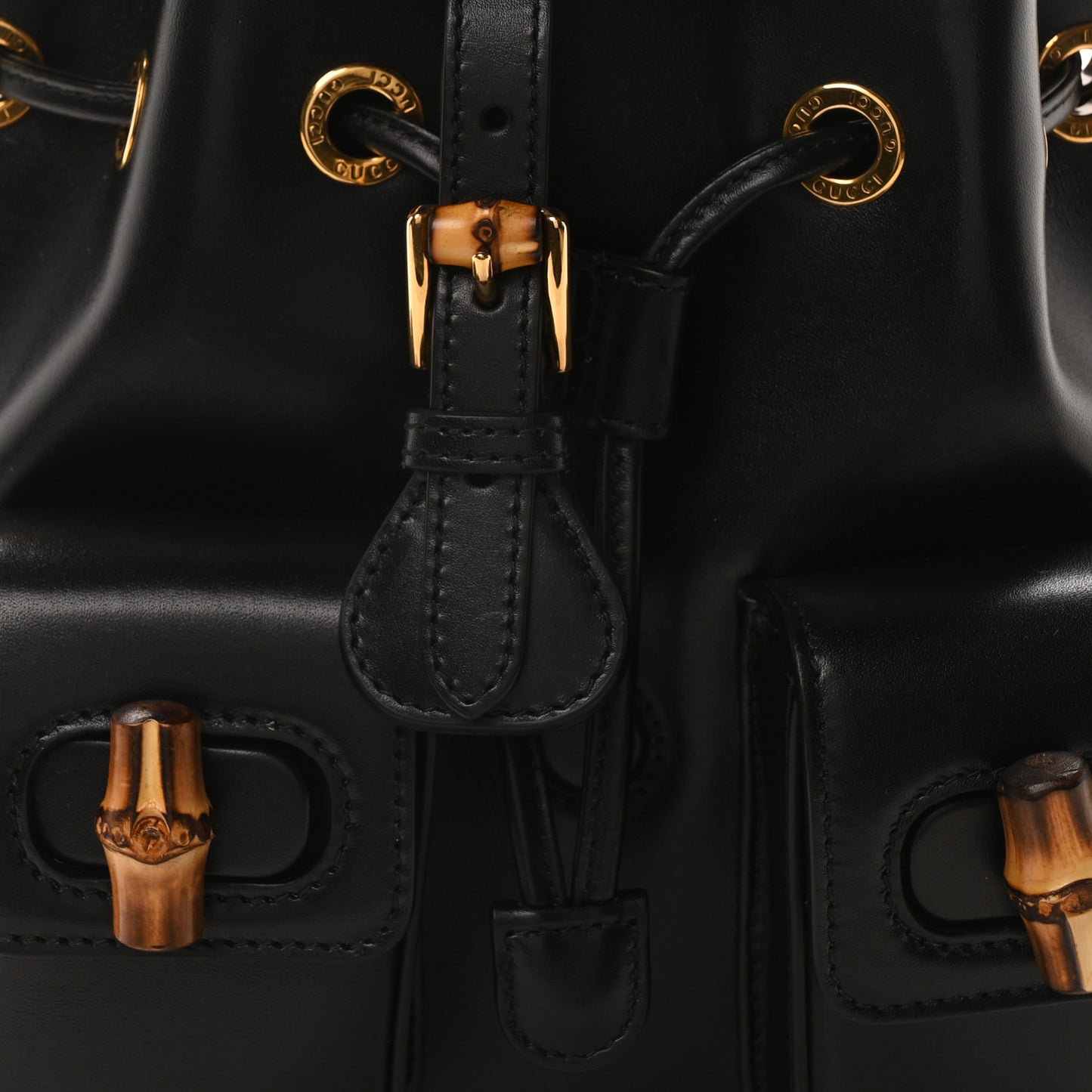 Calfskin Bamboo Backpack Black