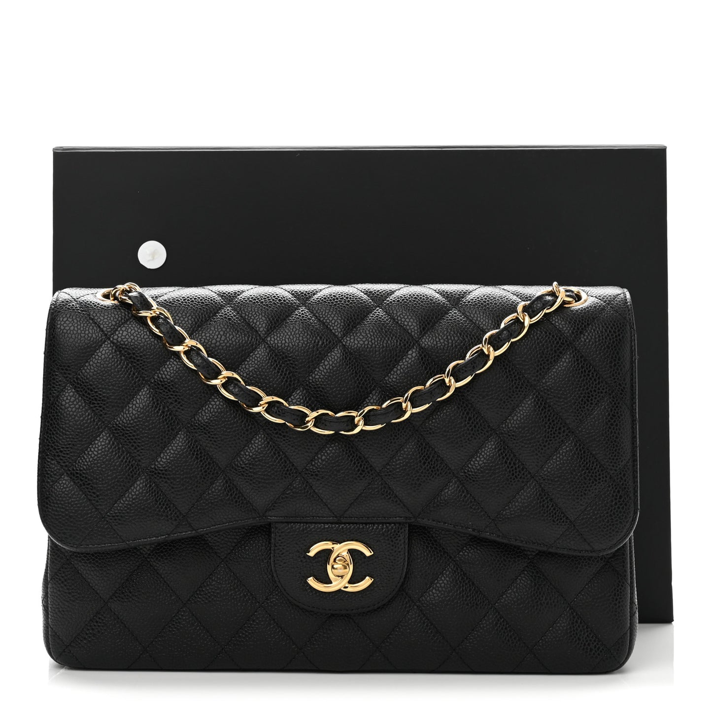 Caviar Quilted Jumbo Double Flap Black