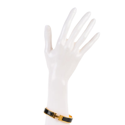 Hermes Enamel Narrow Clic Clac H Bracelet GM Black 2 of 4