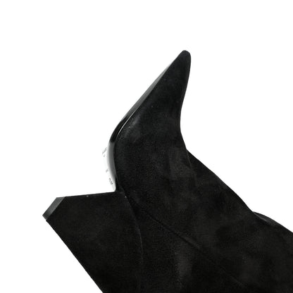 Saint Laurent Suede Niki 105 Thigh High Boots 36.5 Black 9 of 10
