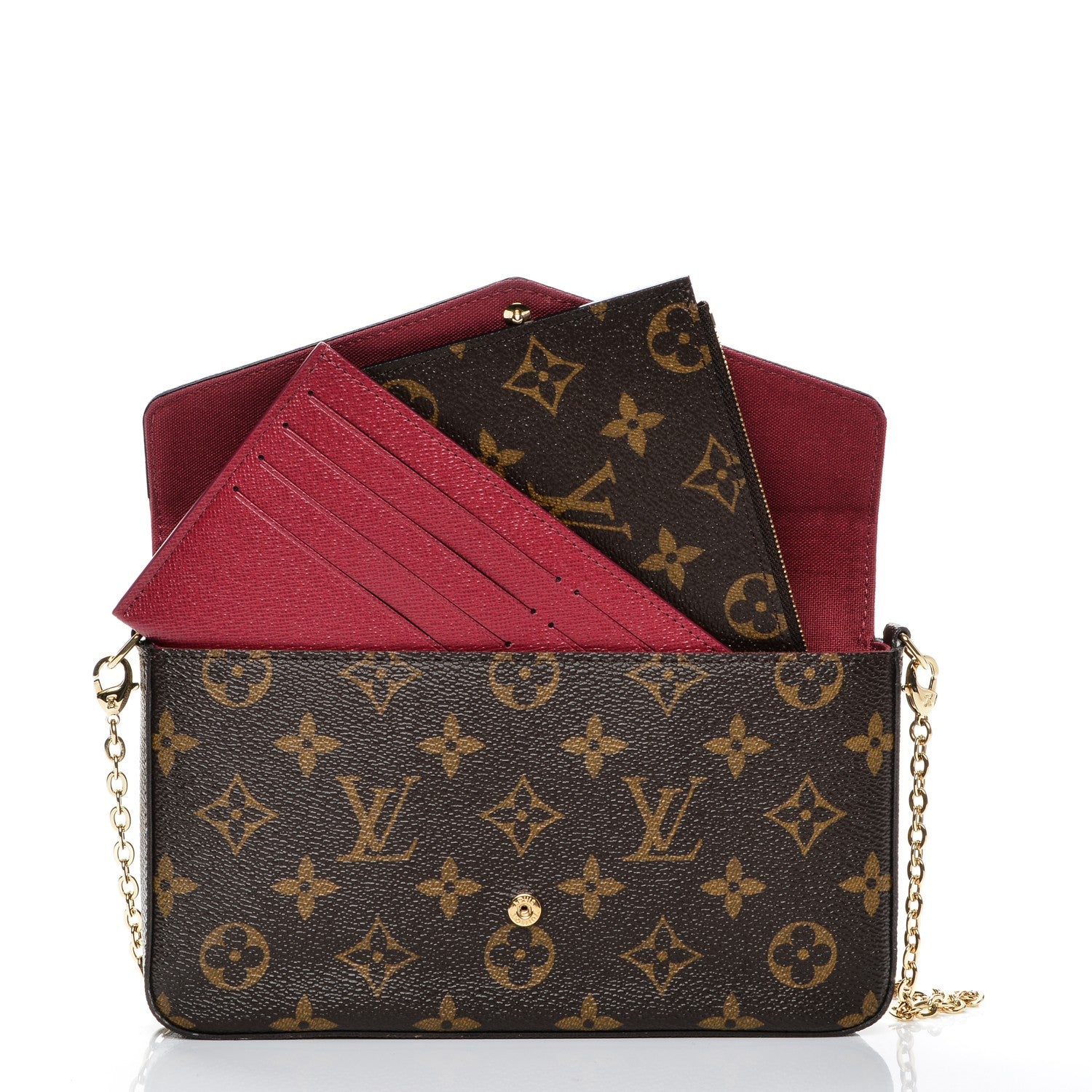 Louis Vuitton Monogram Pochette Felicie Chain Wallet Fuchsia 5 of 8