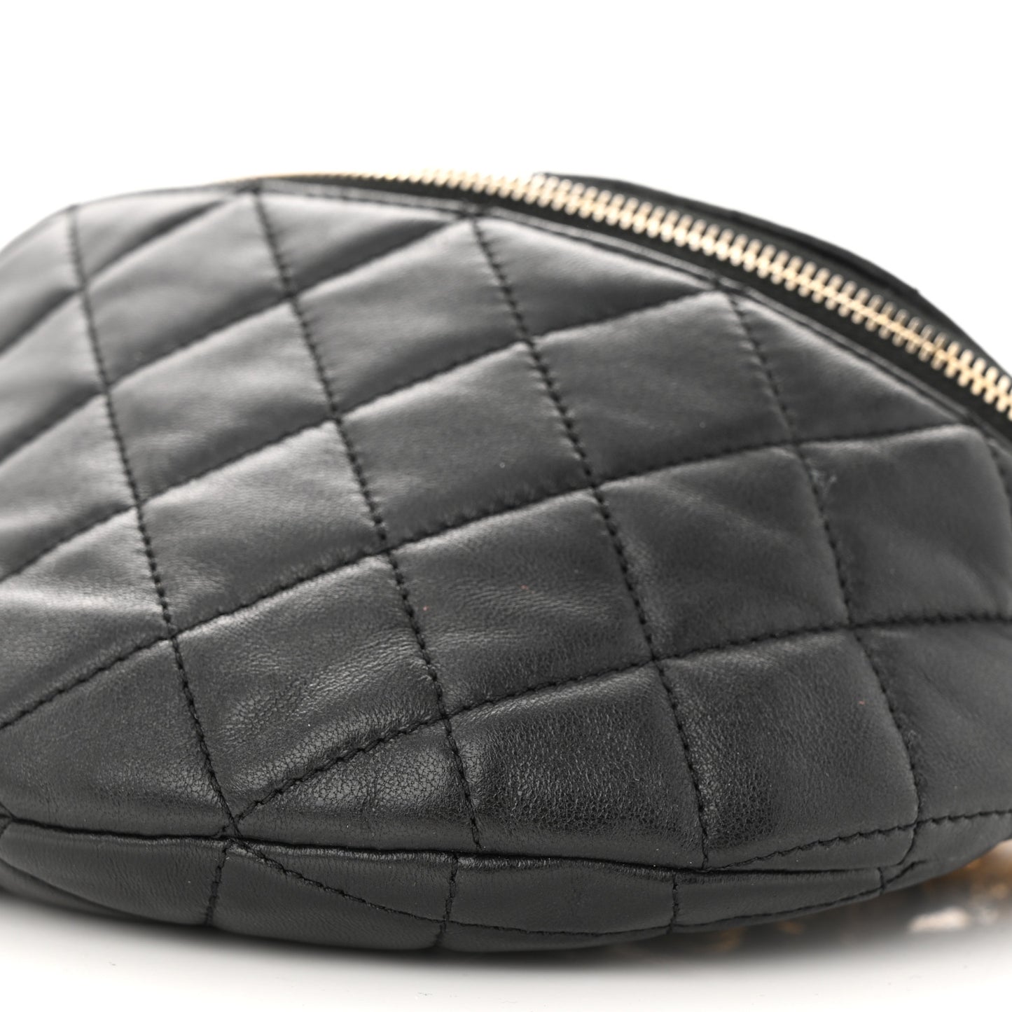 Lambskin Pearl Quilted CC Belt Bag Black