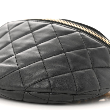 Chanel Lambskin Pearl Quilted CC Belt Bag Black 10 of 10
