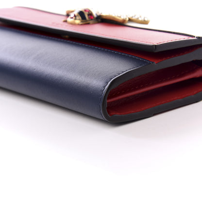 Gucci Calfskin Queen Margaret Flap Wallet Blue Agata Hibiscus Red Mystic White 7 of 9