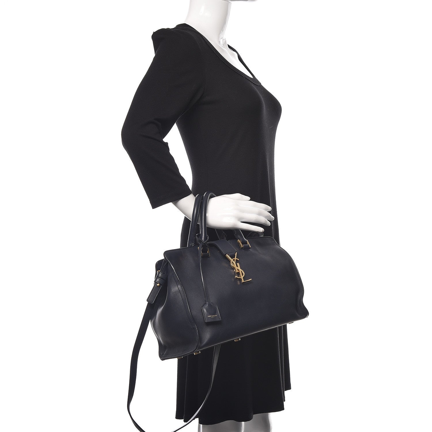 Saint Laurent Smooth Calfskin Small Monogram Cabas Navy 2 of 9
