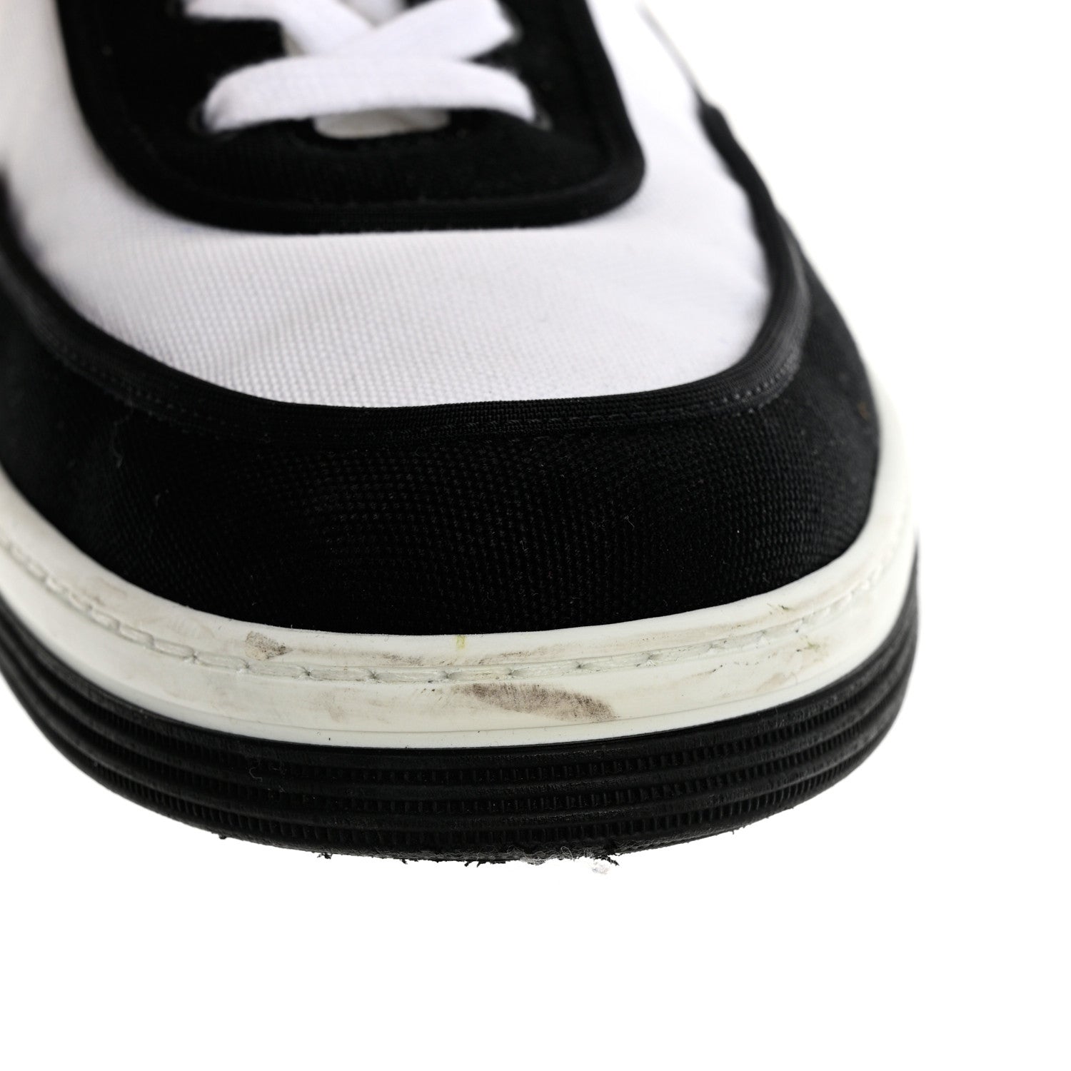 Chanel Fabric Womens Logo Sneakers 41 Black White 1200578