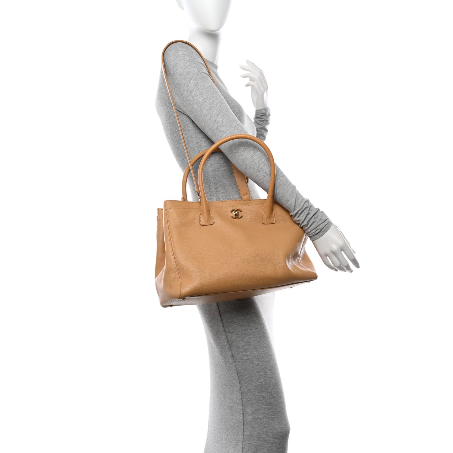 Calfskin Cerf Executive Shopper Tote Beige