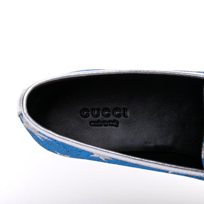 Gucci Lurex Calfskin Starry Sky Womens Jordaan Loafers 36 Bluette Silver 7 of 14