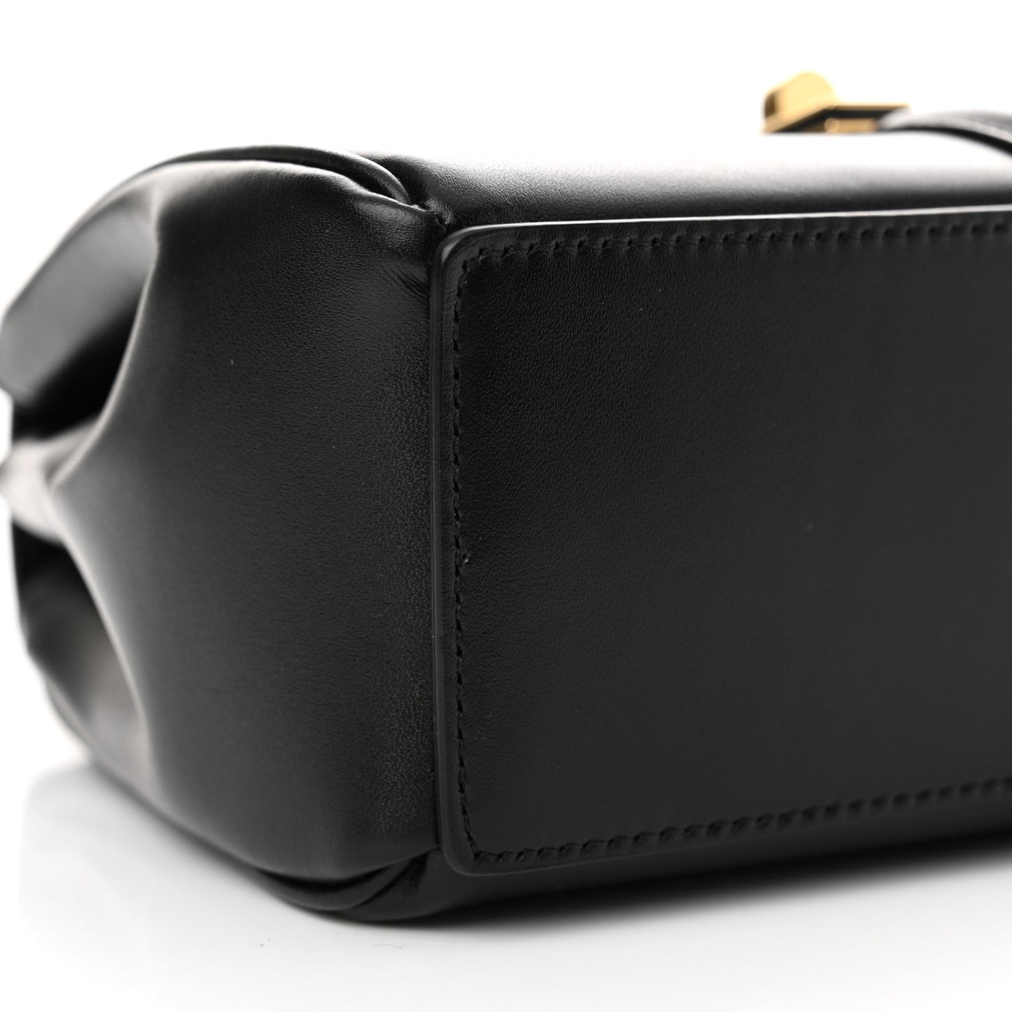 Satinated Calfskin Mini 16 Top Handle Bag Black
