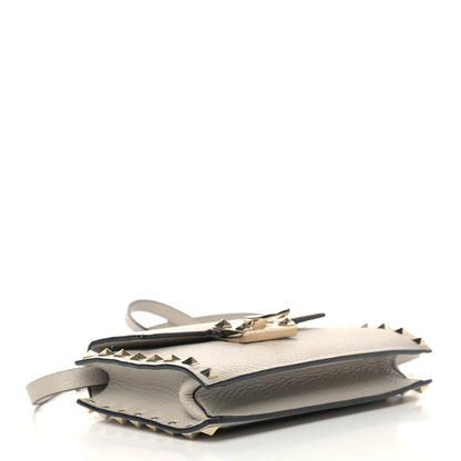 Valentino Garavani Pebbled Calfskin Small Rockstud Overlay Flap Shoulder Bag Opal Grey 4 of 11