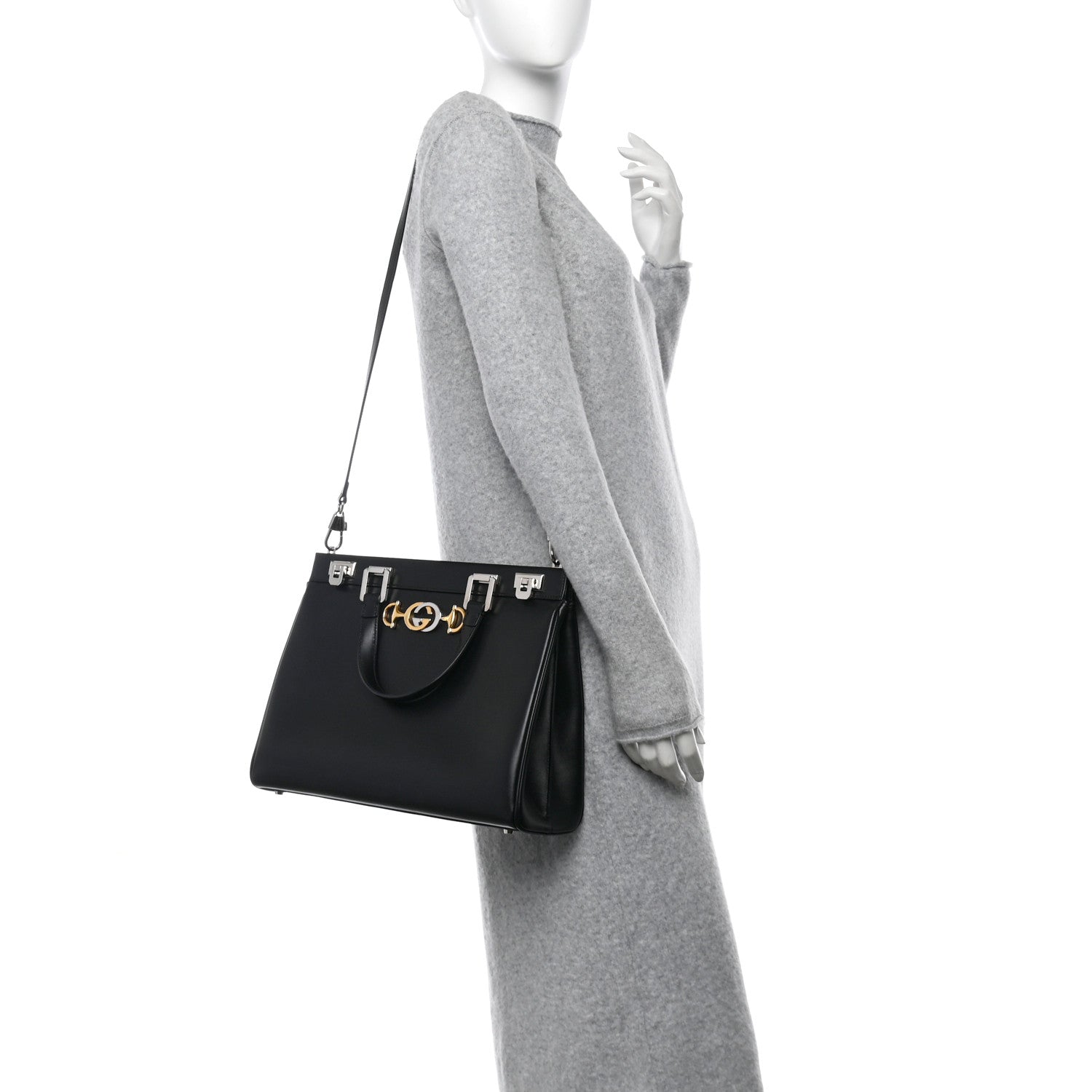 Gucci Smooth Calfskin Medium Zumi Top Handle Bag Black 2 of 10