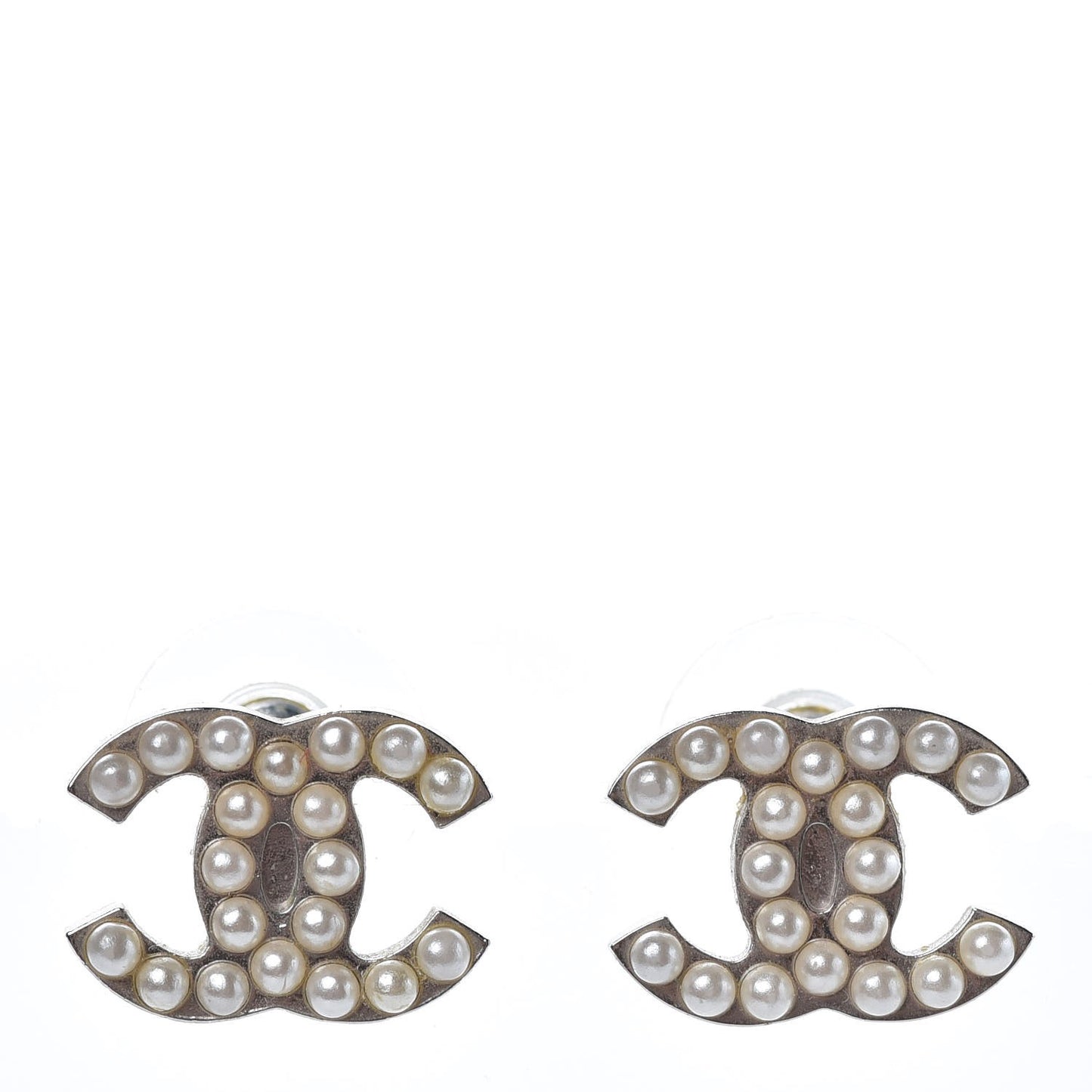 Pearl CC Earrings Silver