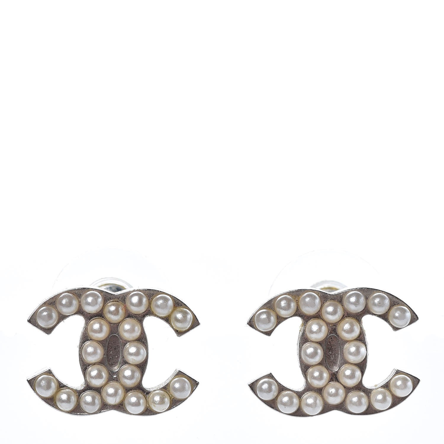 Chanel Pearl CC Earrings Silver 1 of 4