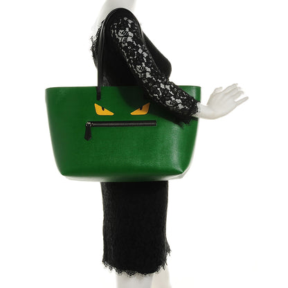 Fendi Vitello Elite Cuoio Monster Buggies Medium Roll Tote Emerald Black Multicolor Yellow 2 of 8