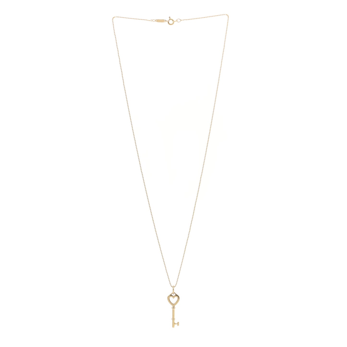 18K Yellow Gold Mini Heart Key Pendant Necklace