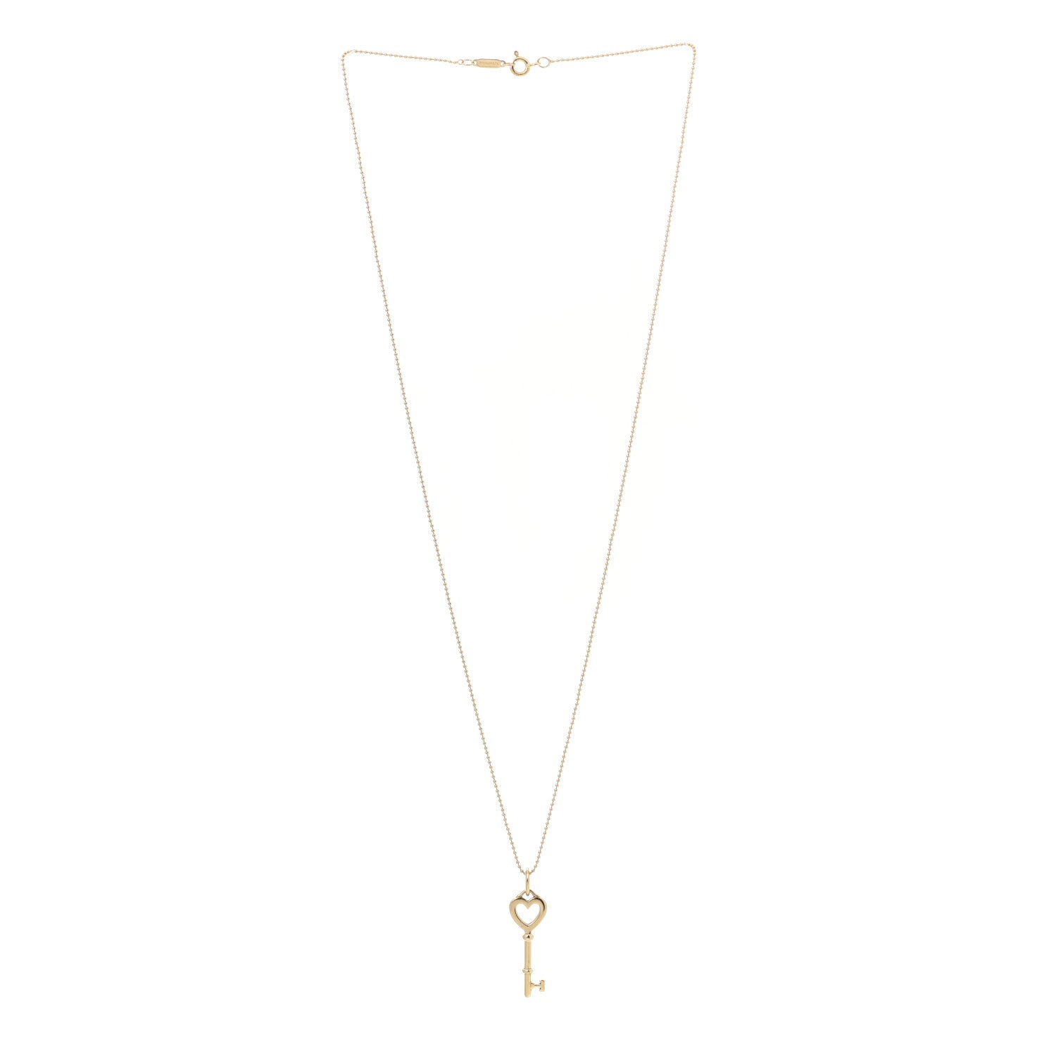 Tiffany 18K Yellow Gold Mini Heart Key Pendant Necklace 3 of 6
