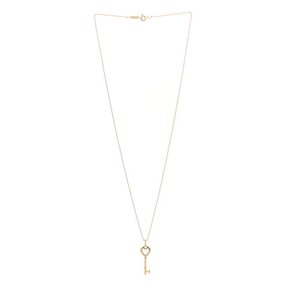 Tiffany 18K Yellow Gold Mini Heart Key Pendant Necklace 3 of 6