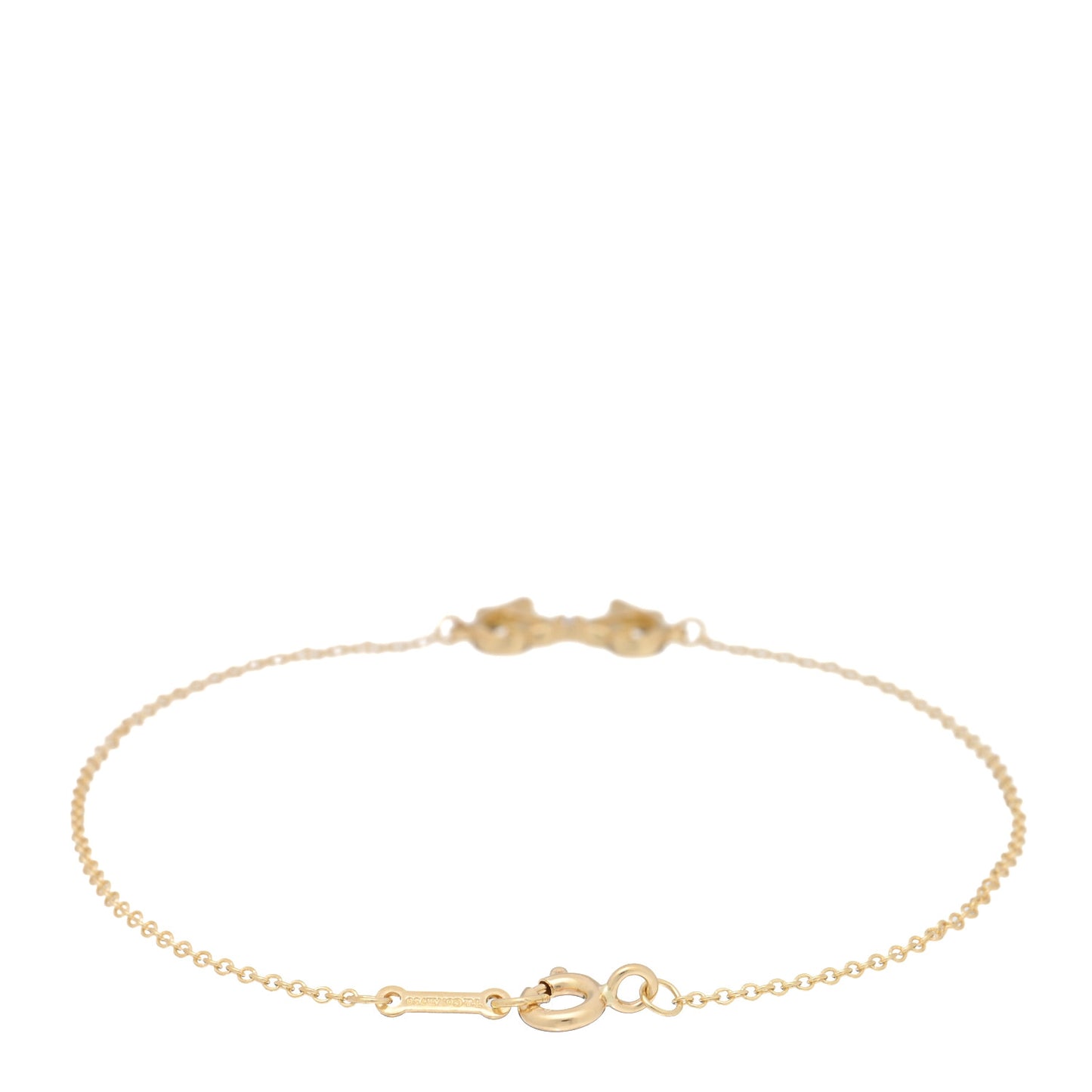 18K Yellow Gold Diamond Paloma Picasso Double Loving Heart Pendant Bracelet