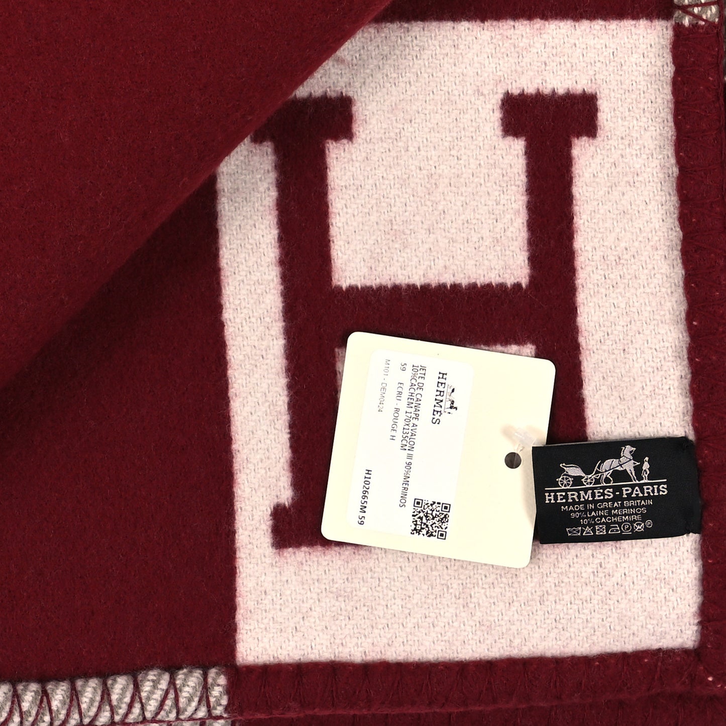 Wool Cashmere Avalon III Blanket Ecru Rouge H