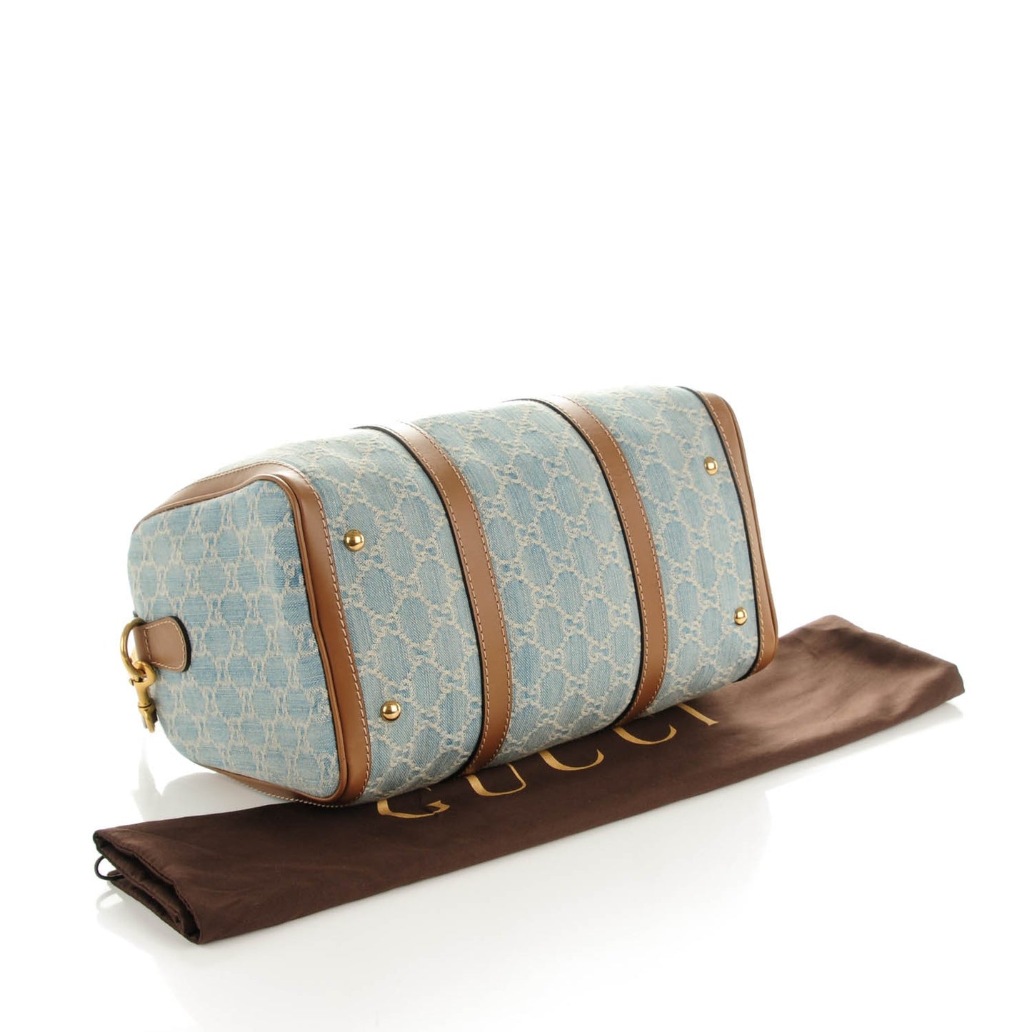 Denim Monogram Vintage Web Medium Boston Blue