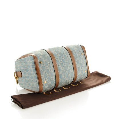 Gucci Denim Monogram Vintage Web Medium Boston Blue 4 of 7