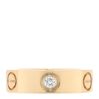 Cartier 18K Yellow Gold 3 Diamond 5.5mm LOVE Ring 51 5.75 1 of 4