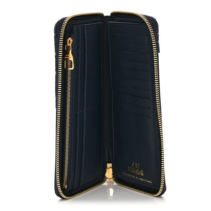 Louis Vuitton X NIGO Taurillon Monogram Denim Drip Zippy Vertical Wallet Blue 5 of 11