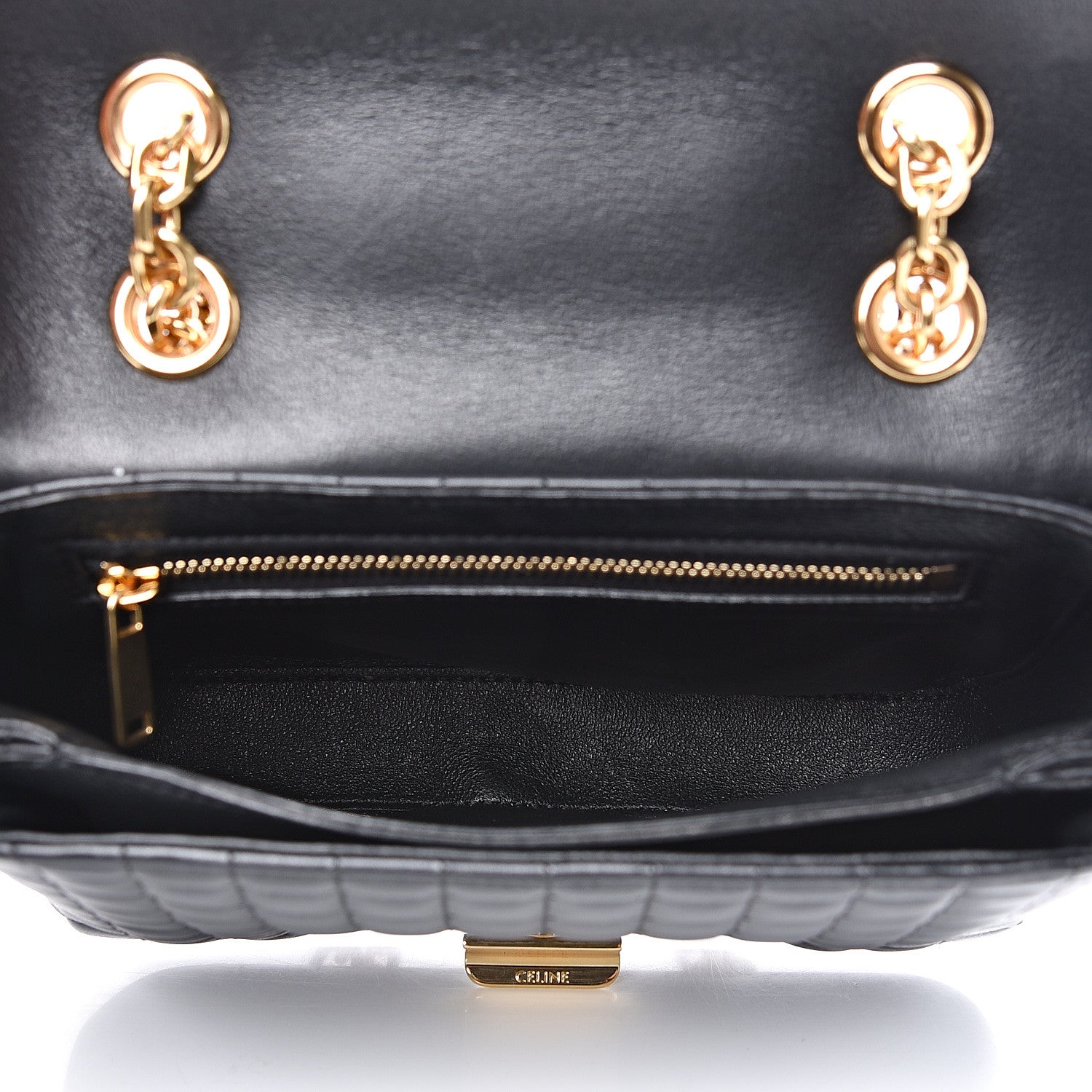 Celine Calfskin Quilted Medium C Bag Black 4 of 7