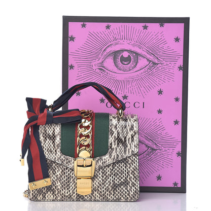Gucci Snakeskin Mini Sylvie Chain Shoulder Bag Grey 13 of 13