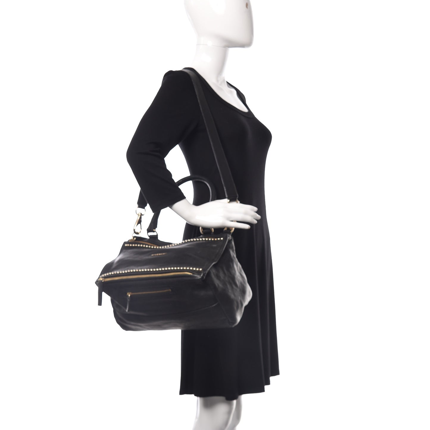 Washed Lambskin Medium Studded Pandora Black