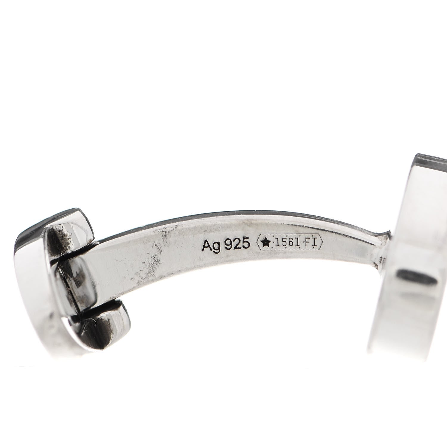 Gucci Sterling Silver Enamel Interlocking G Cufflinks Black 5 of 6