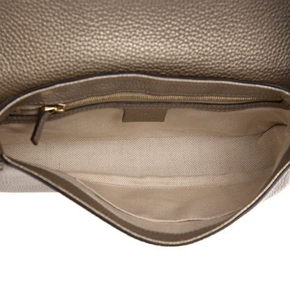 Gucci Metallic Pebbled Calfskin Medium Soho Flap Crossbody Golden Beige 4 of 9