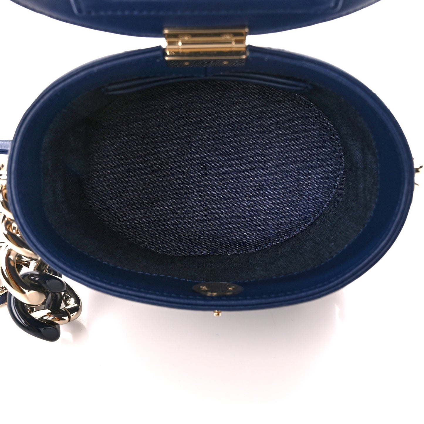 Lambskin Resin Elegant Chain Vanity Case Blue